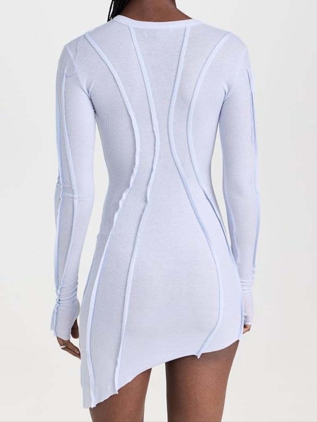 Nwt Sami Miro Vintage Asymmetric Long Sleeve Mini Dress In White Sz S — image 3 of 8